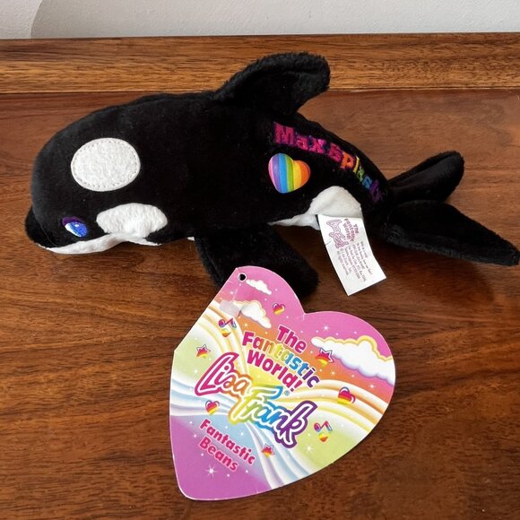 Vintage Lisa Frank Max Splash Orca Whale Plush Beanie Stuffed Animal 1998 - Picture 3 of 13